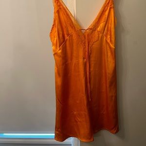 Zara orange silk effect lace dress